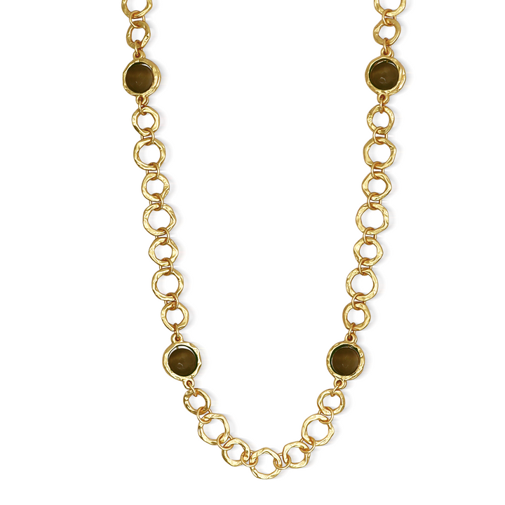 Iridescent Bead Station Necklace