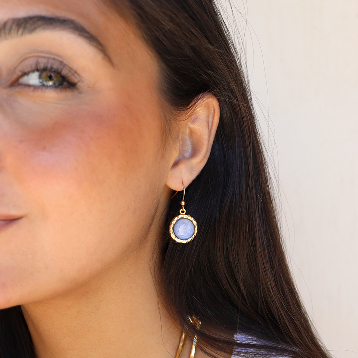 Bezel Round Dangle Earrings