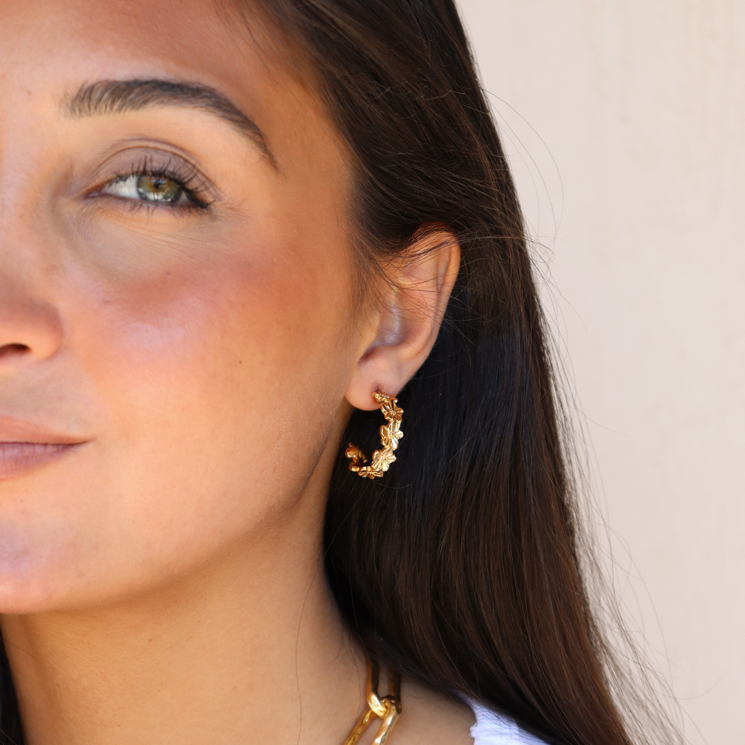 Floral Hoop Earrings