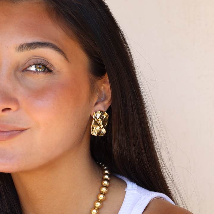 Crumpled Foil Clip On Earrings