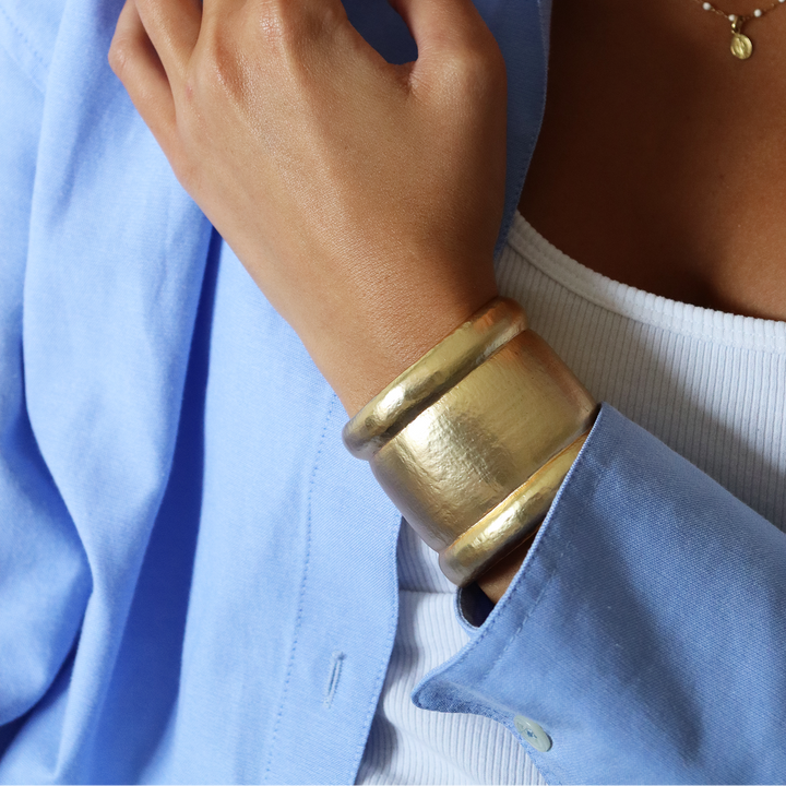 Architectural Wide Cuff Bracelet