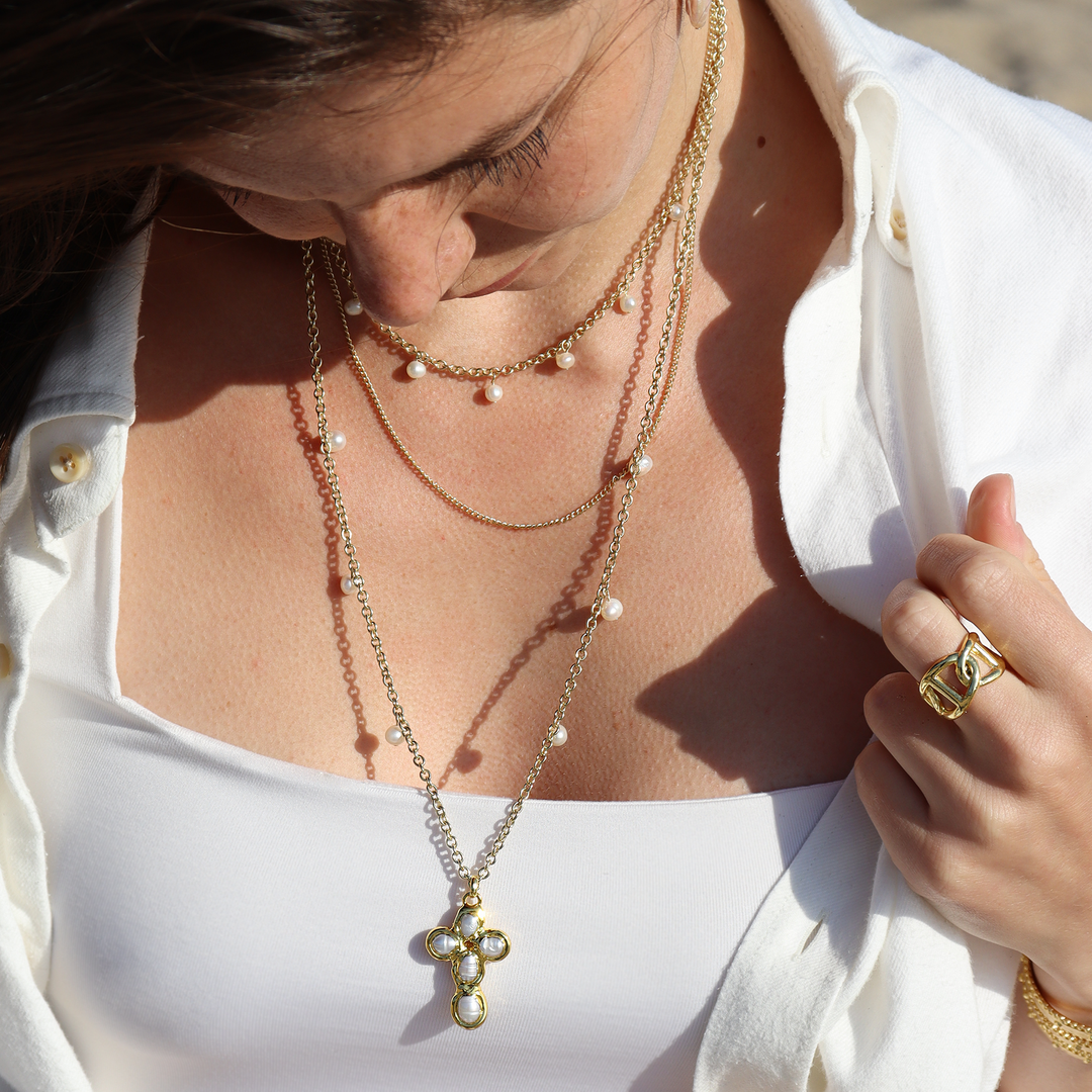 Mermaid Cross Multi Layer Necklace