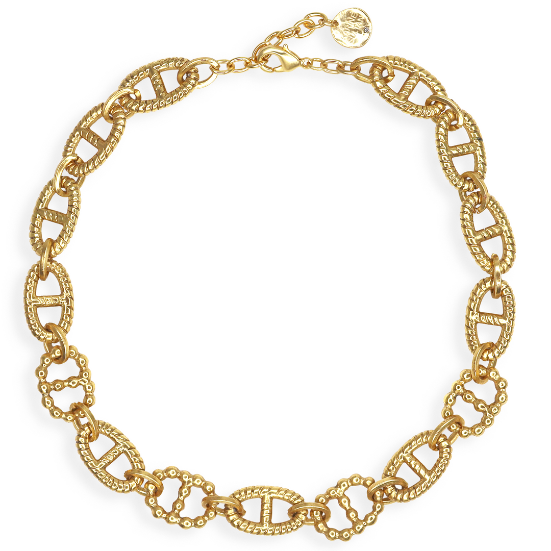 Carved link short necklace - Karine Sultan