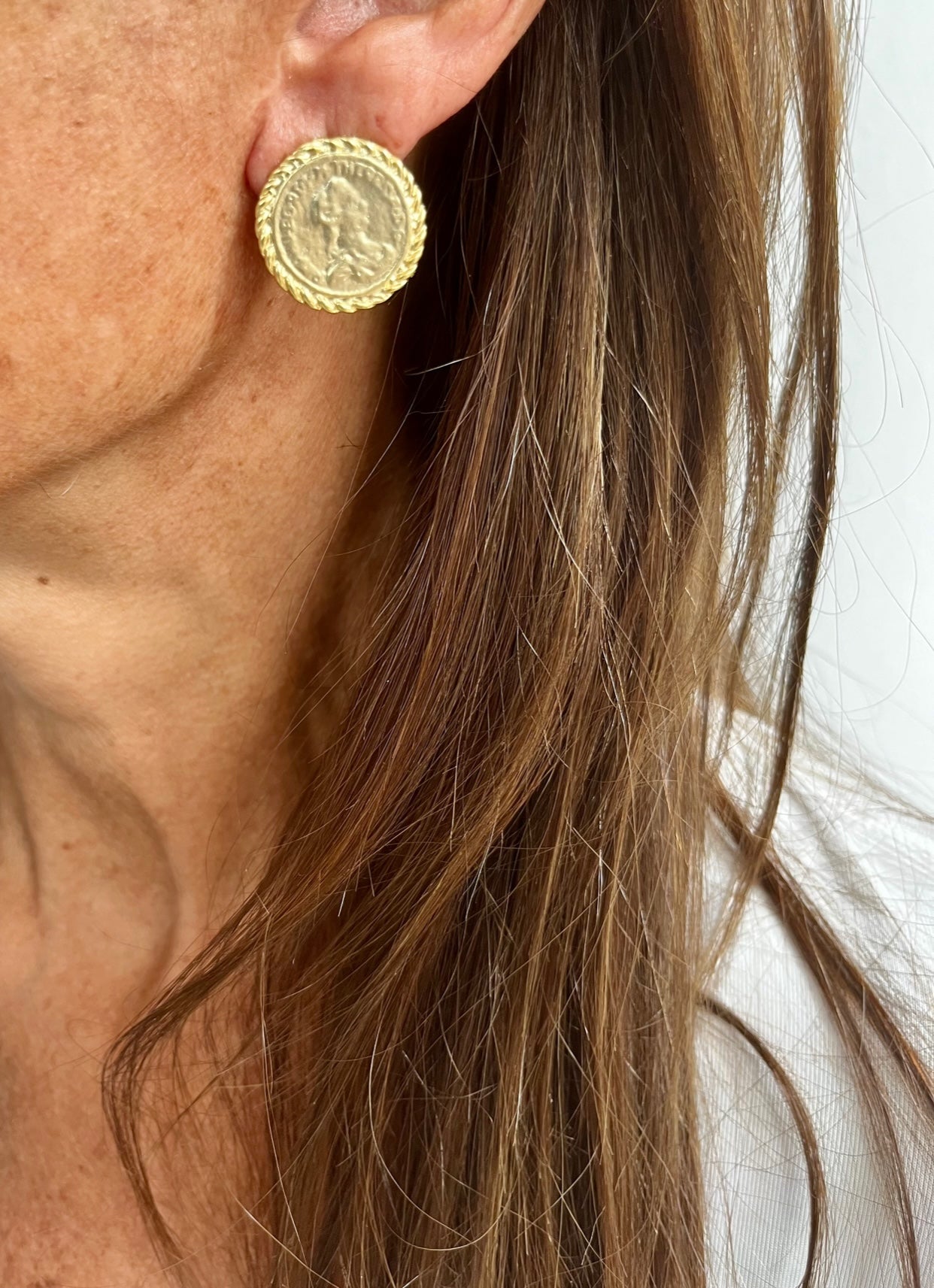Old World coin stud earrings