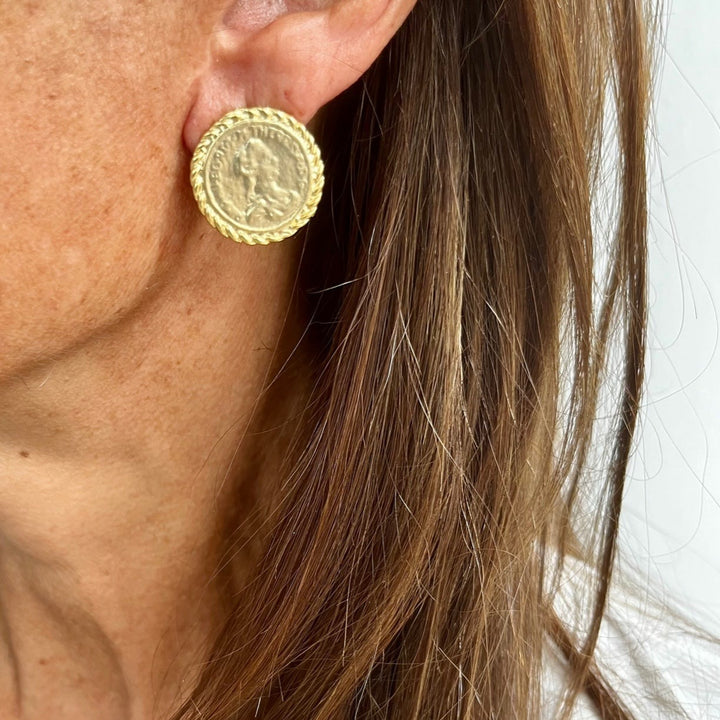 Old World coin stud earrings - Karine Sultan