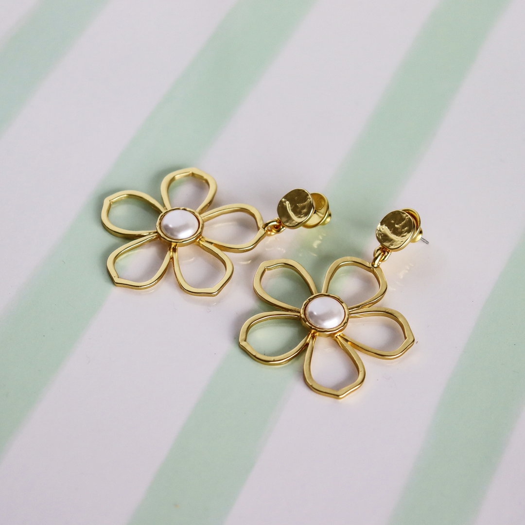 Petal Pearl Drop Earrings
