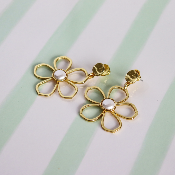 Petal Pearl Drop Earrings