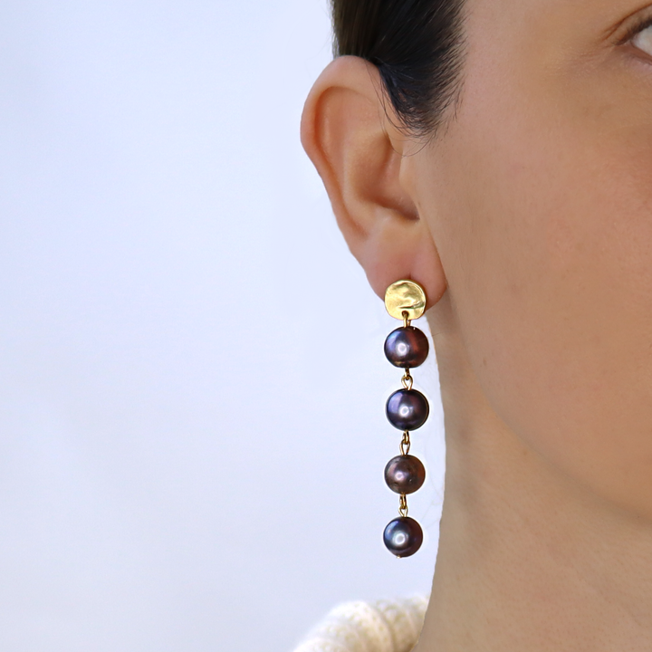 Peacock Pearl Linear Earrings