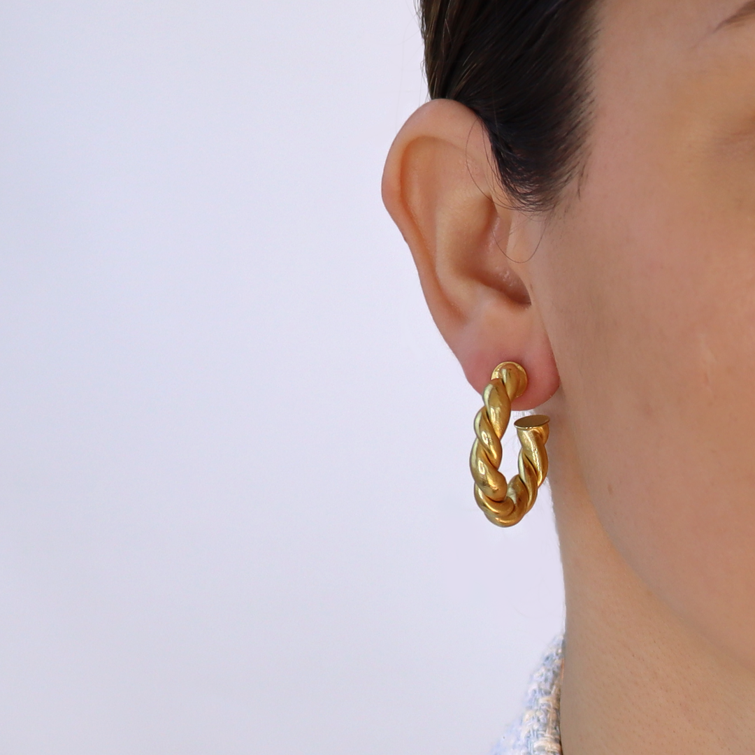 Twisted braid hoop earrings - Karine Sultan