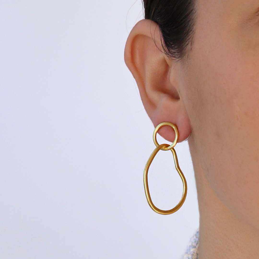 Organic link drop earrings