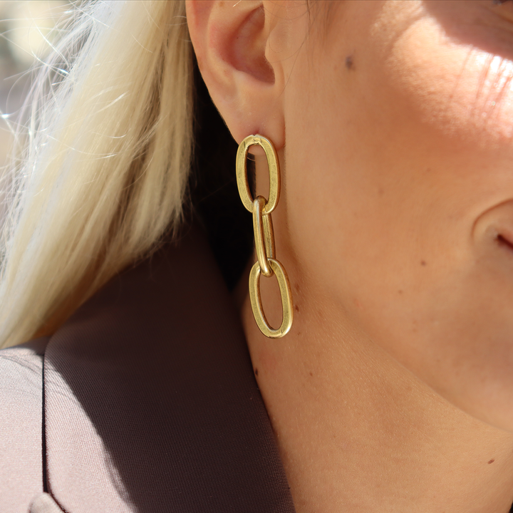 Thick link linear drop earrings - Karine Sultan