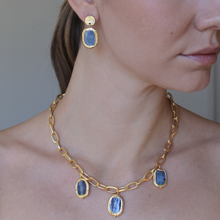 Kyanite stone pendants collar necklace