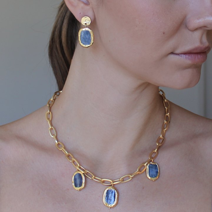 Kyanite X Mini Coin Earrings