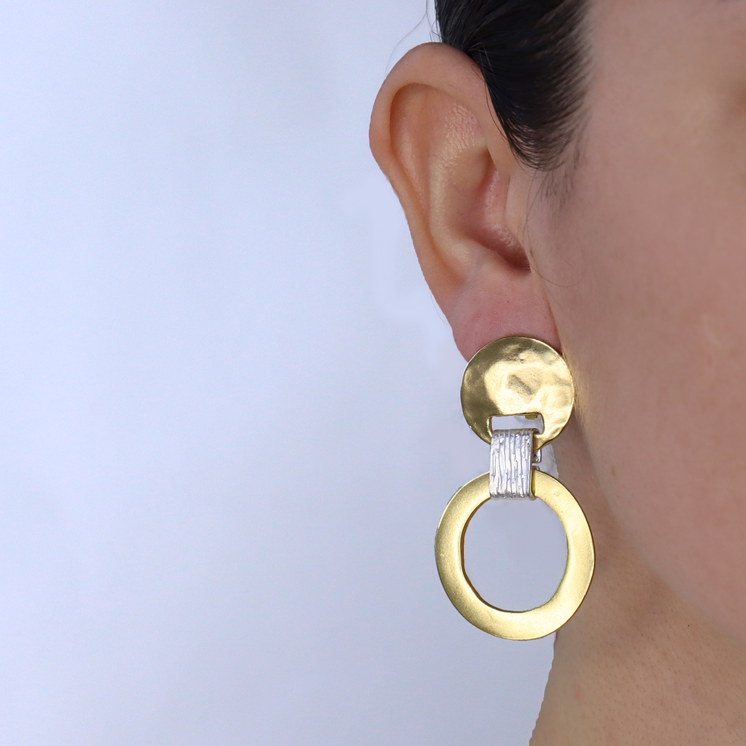 Mixed metal statement clip-on earrings