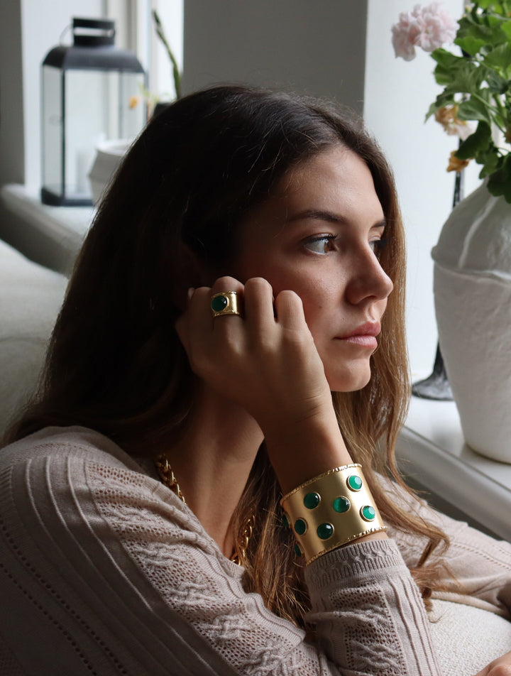 Cabochon Inlay Cuff