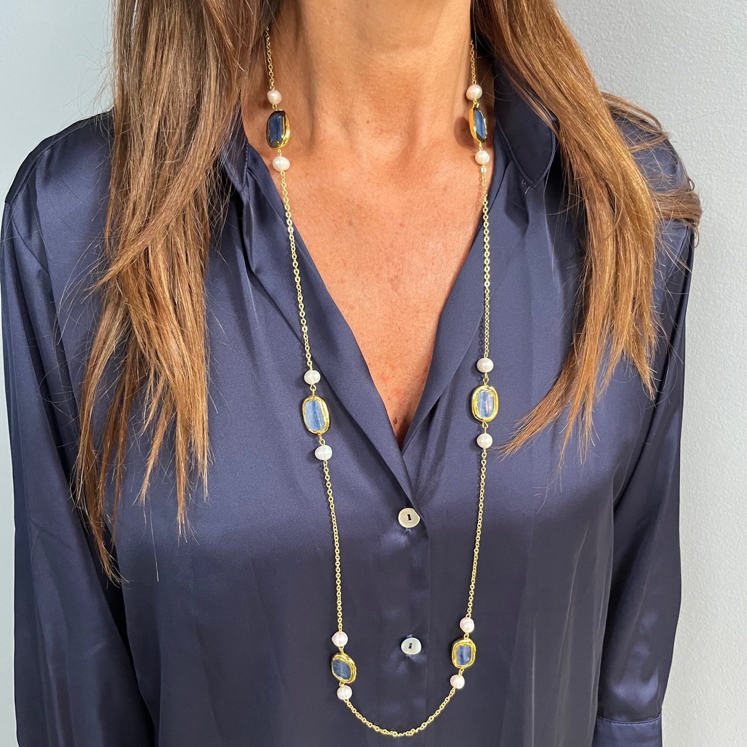 Delicate kyanite gems station necklace