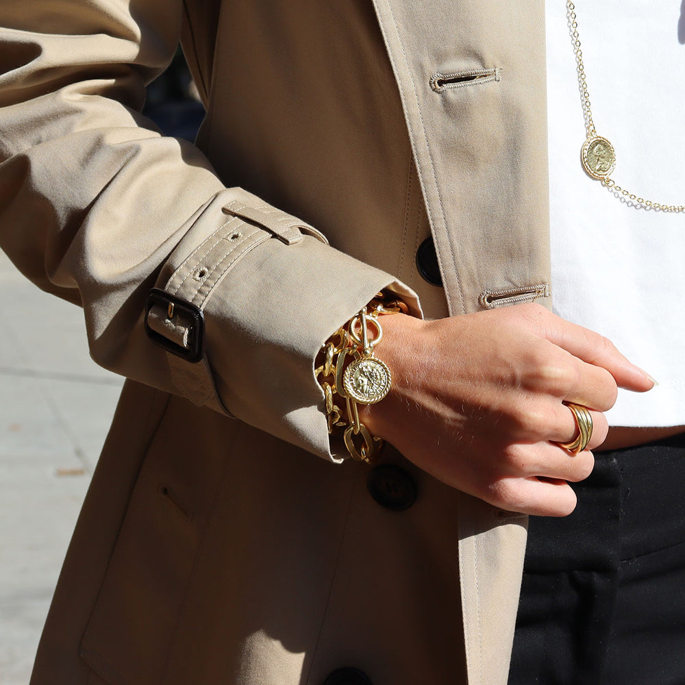 Coin X Thick Link Bracelet - Karine Sultan