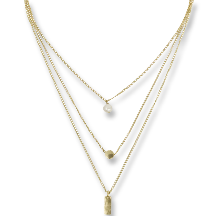 Elegant pearl drop layered necklace