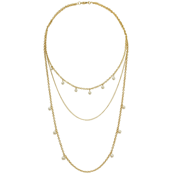 Multi Layer Pearl Drop Necklace