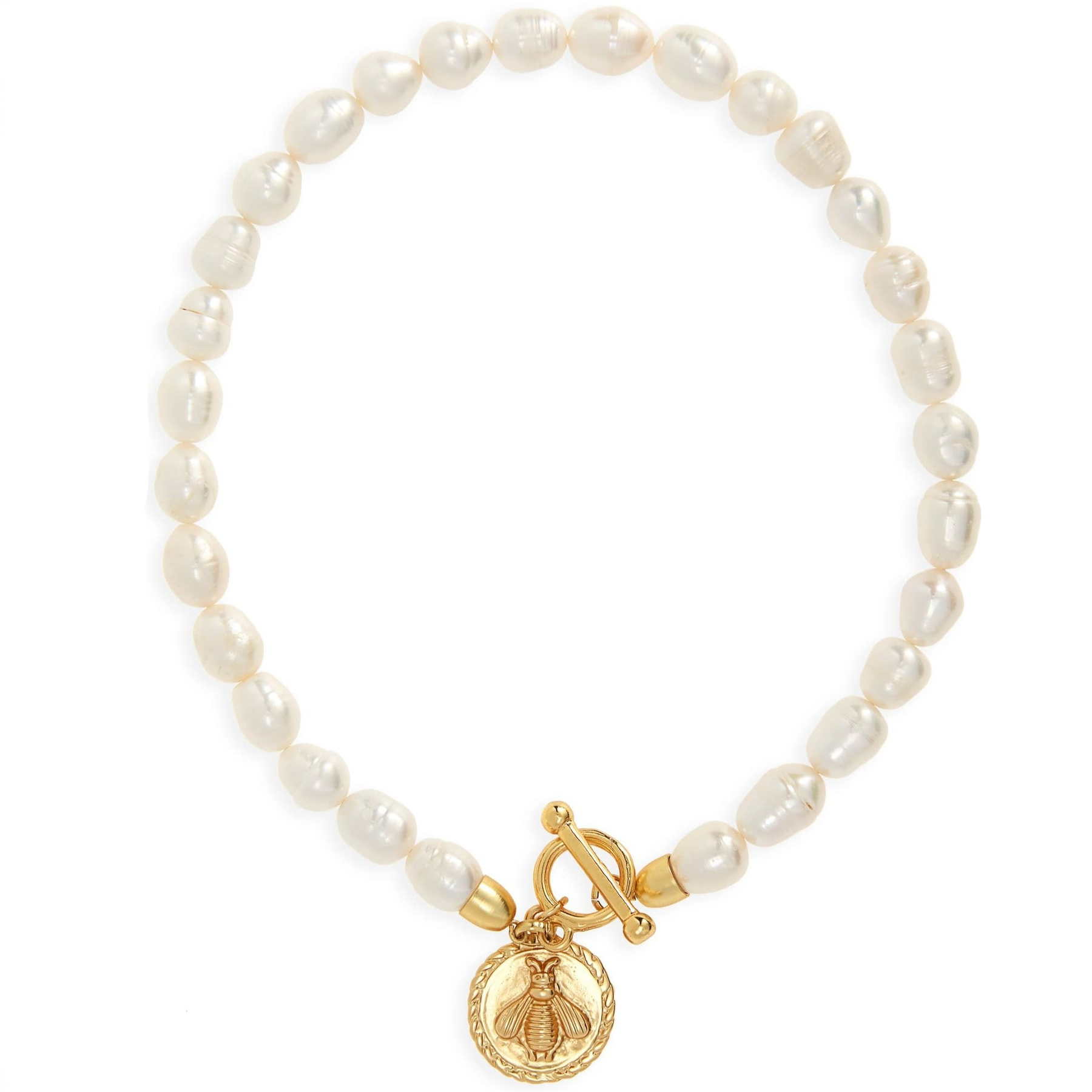 Freshwater Pearl Necklace with Bee Charm – Karine Sultan