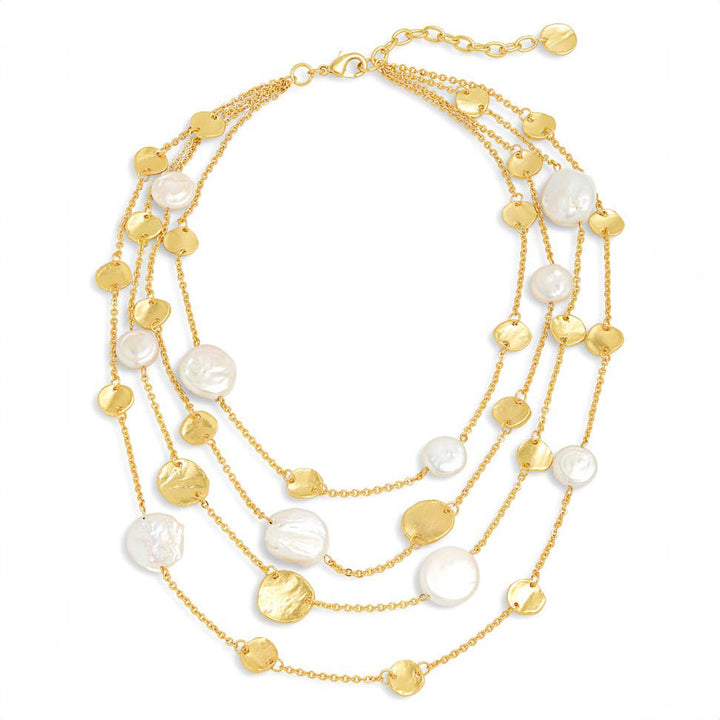 Mini Coin X Pearl Layered Necklace - Karine Sultan