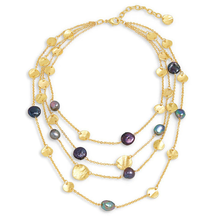 Mini coin X Peacock Pearl Layered Necklace - Karine Sultan