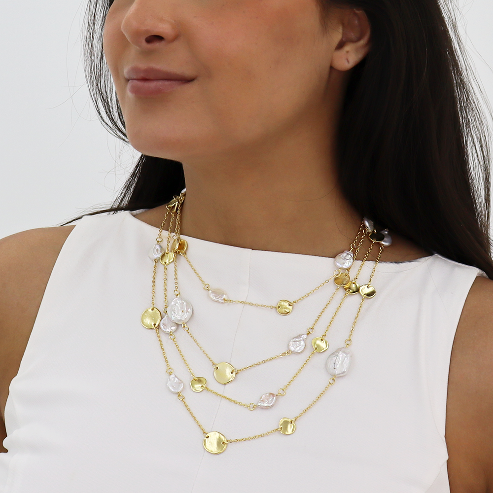 Mini Coin X Pearl Layered Necklace - Karine Sultan