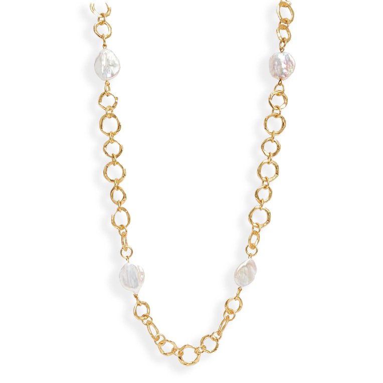 Large flat pearl station necklace - Karine Sultan