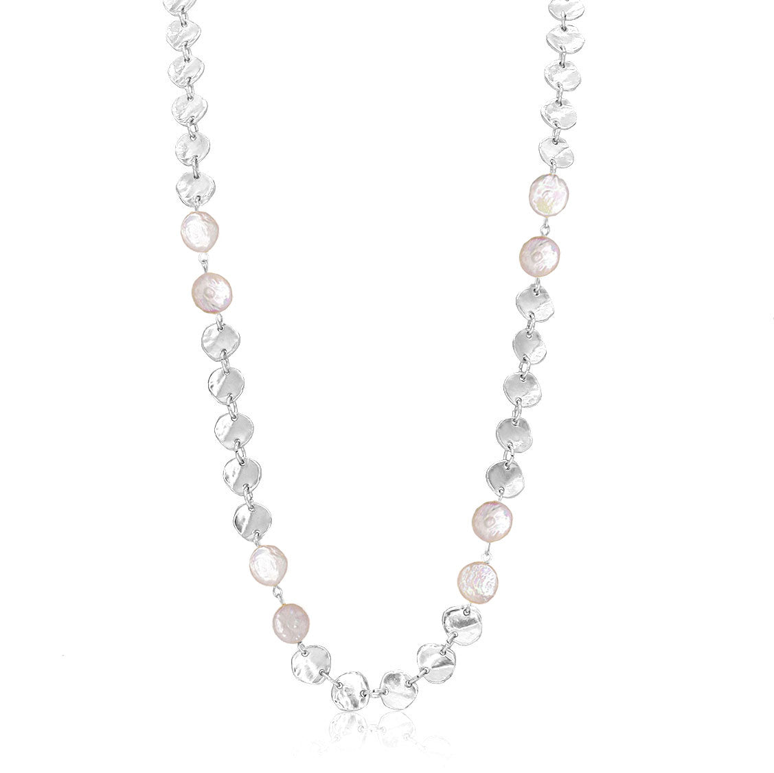Mini Coins and Pearls Long Chain Necklace - Gold / Silver – Karine