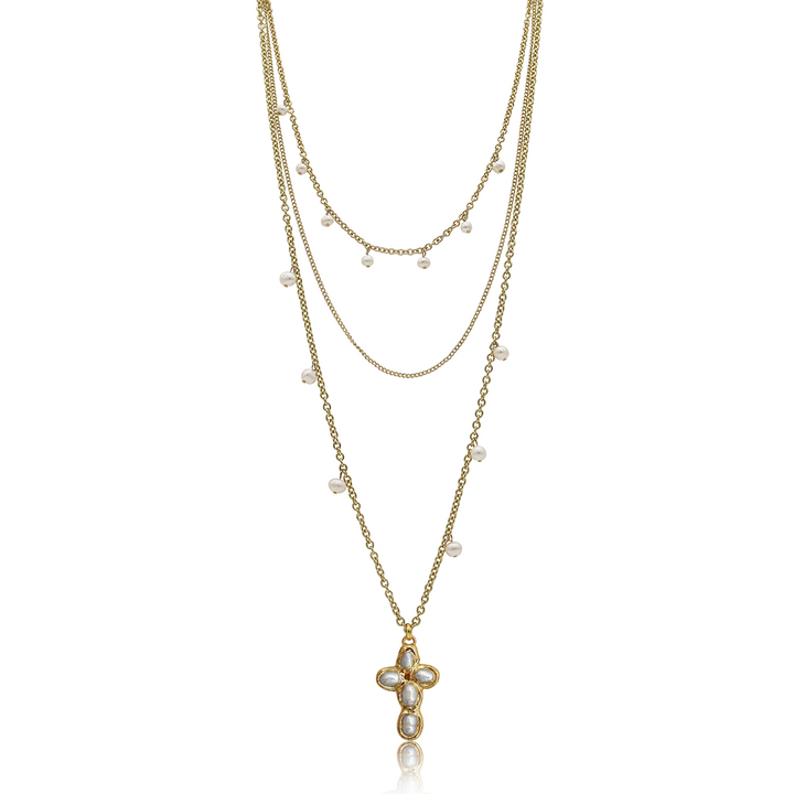 Mermaid Cross Multi Layer Necklace