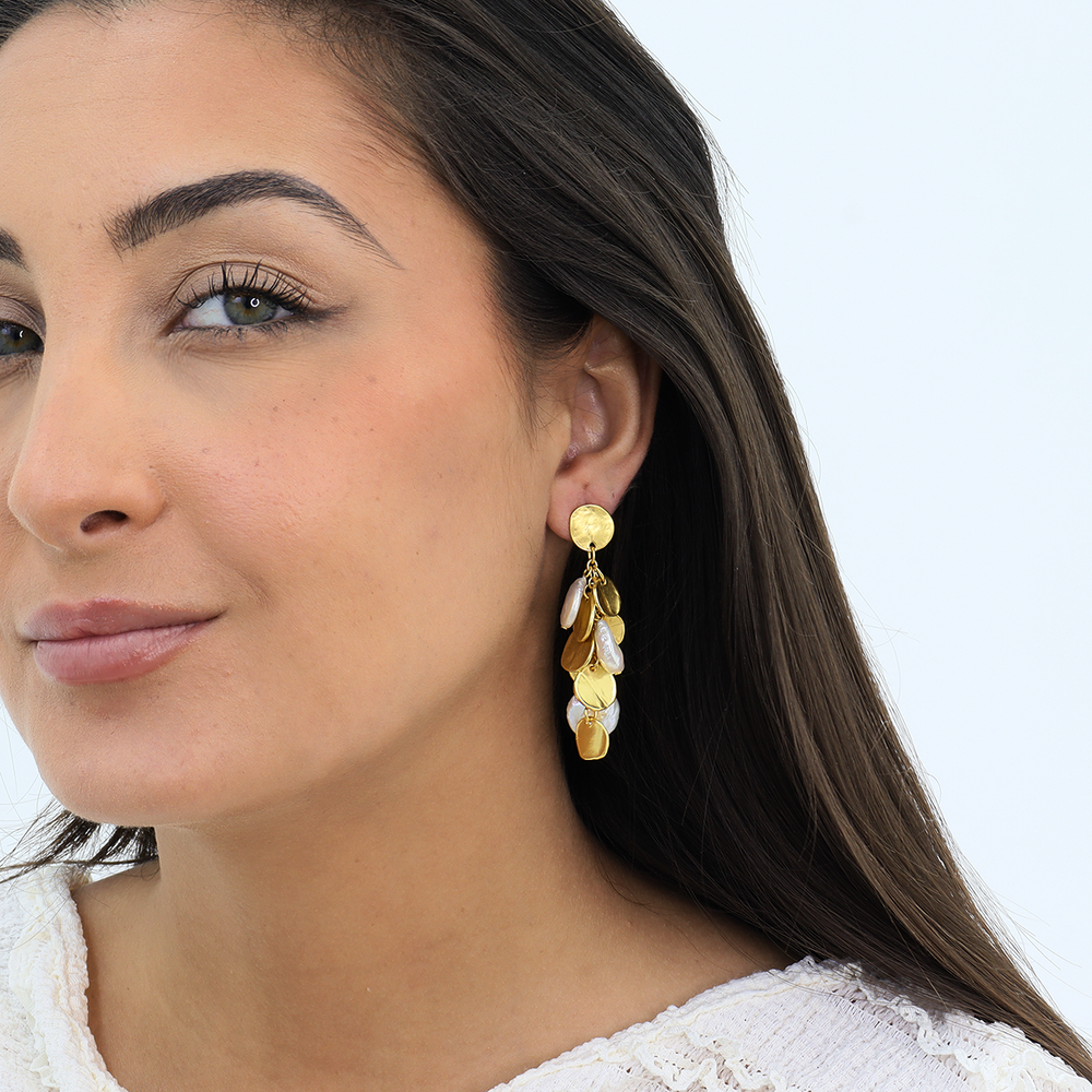 Mini Coin X Pearl Earrings - Karine Sultan