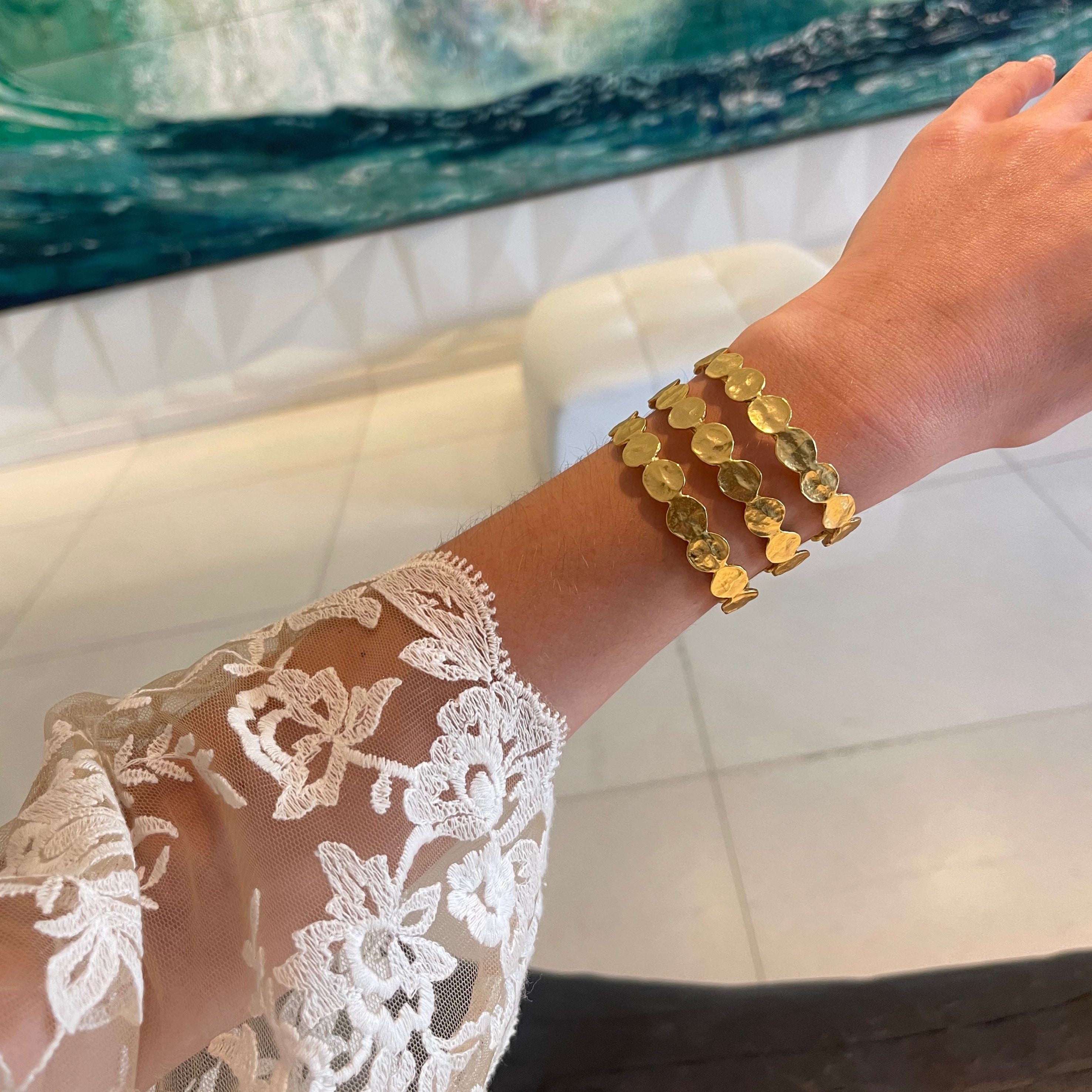Multi coin layer cuff bracelet - Karine Sultan