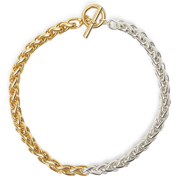 Two Tone Braided Link Chain - Karine Sultan