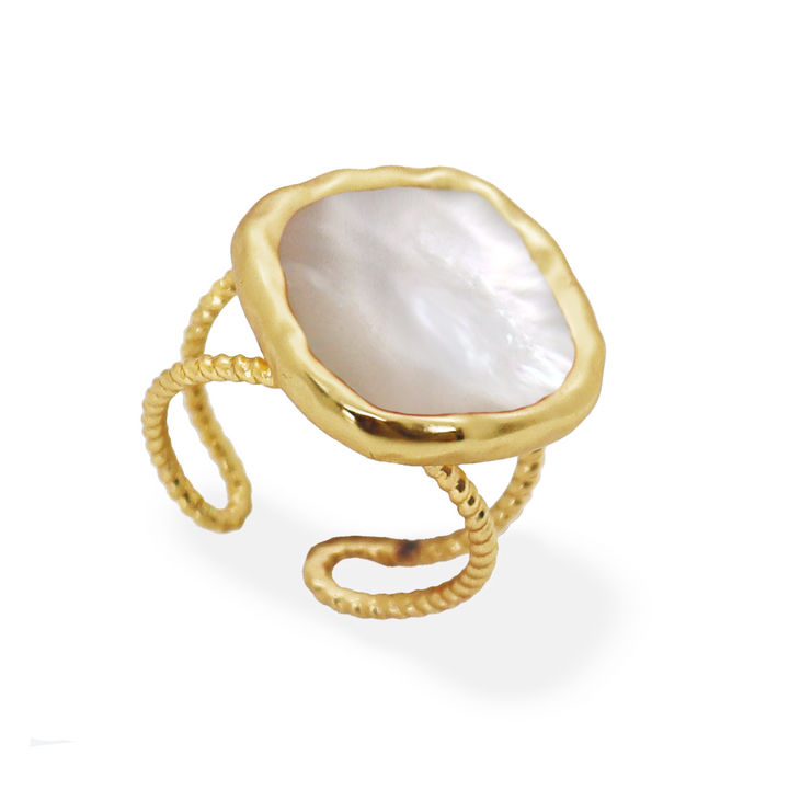 Bezel Mother of Pearl Ring