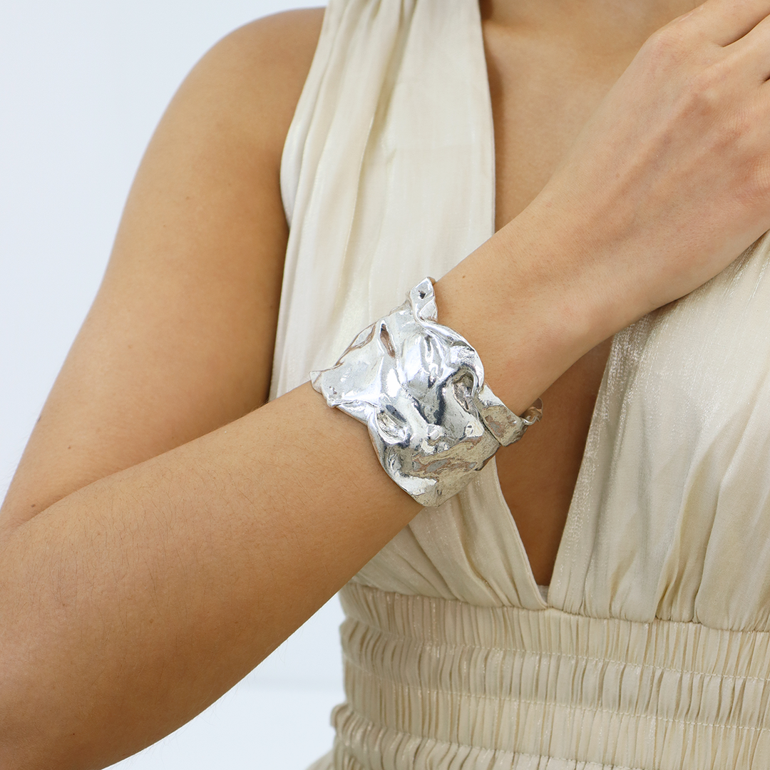 Karine Sultan Crumpled Foil Statement Cuff Bracelet Top Seller