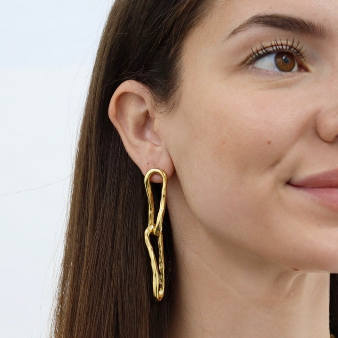 Organic Link Drop Earrings