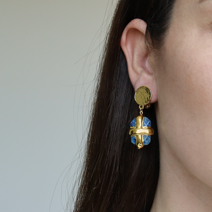 Briza X Lapis Clip-on Earrings