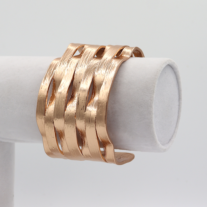 Brushed Wavy Ribbons Cuff Bracelet