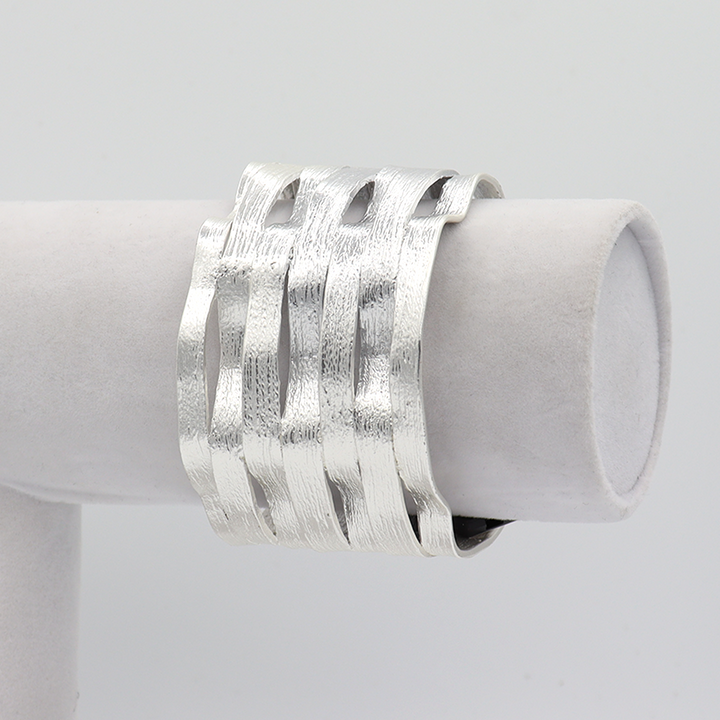 Brushed Wavy Ribbons Cuff Bracelet