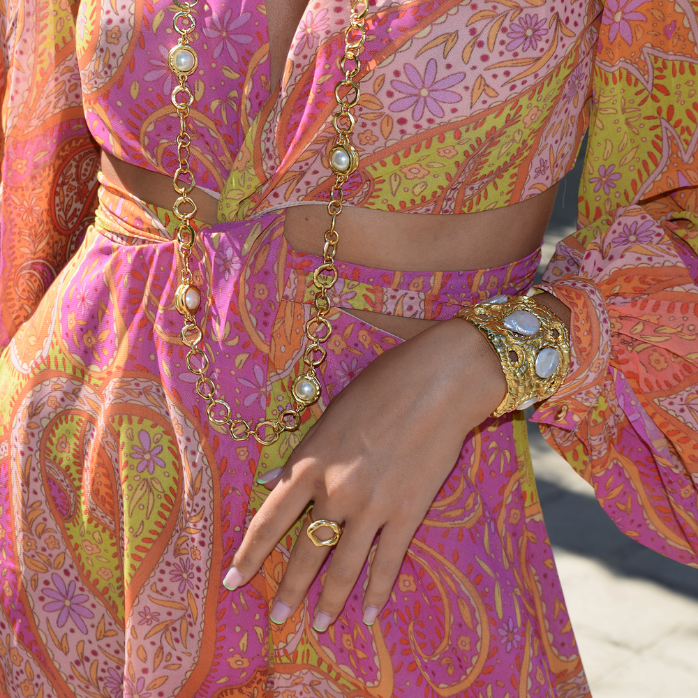Pearl Textured Cuff Bracelet - Karine Sultan