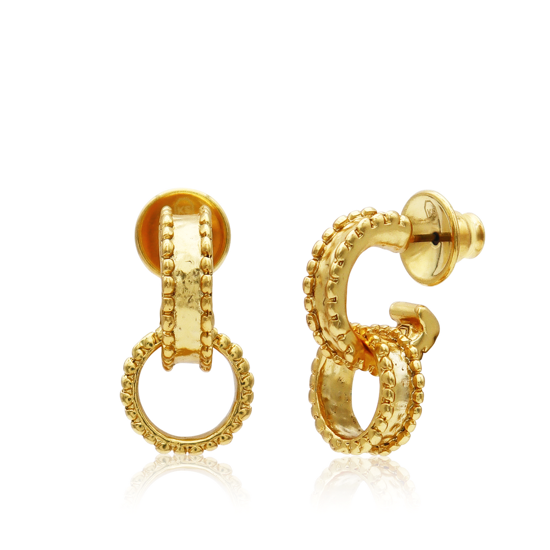Dotty Intertwined Hoop Earrings with raised beaded edges and removable dangling rings