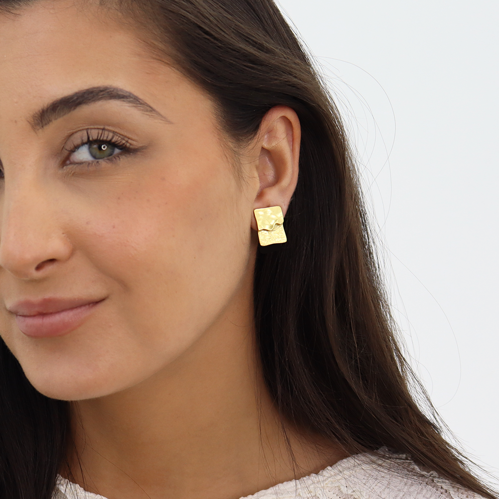 Dual Texture Stud Earrings - Karine Sultan