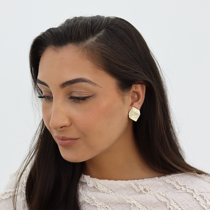 Brushed Square Clip Earrings - Karine Sultan