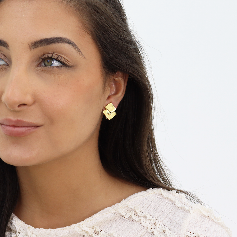 Overlap Square Earrings - Karine Sultan