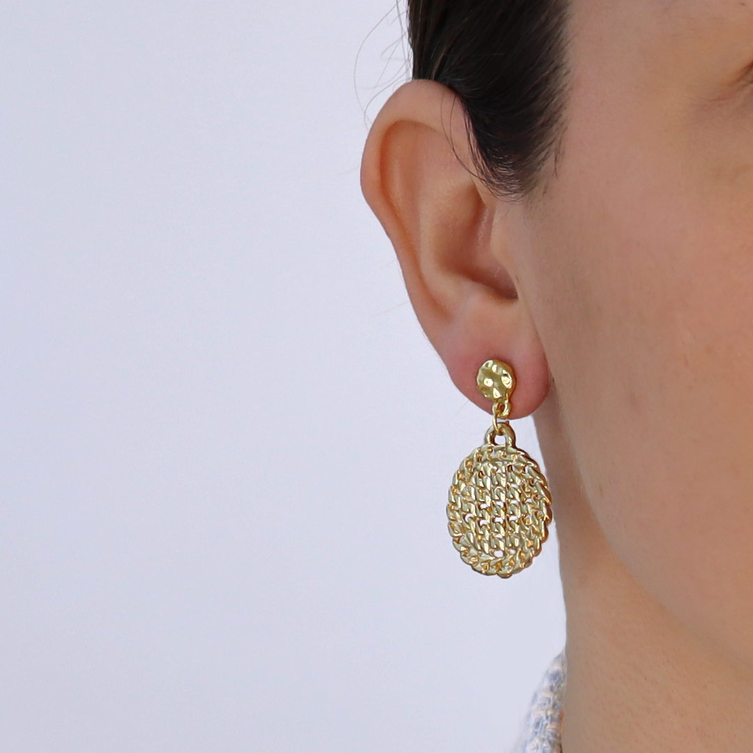 Cuban coin drop earrings
