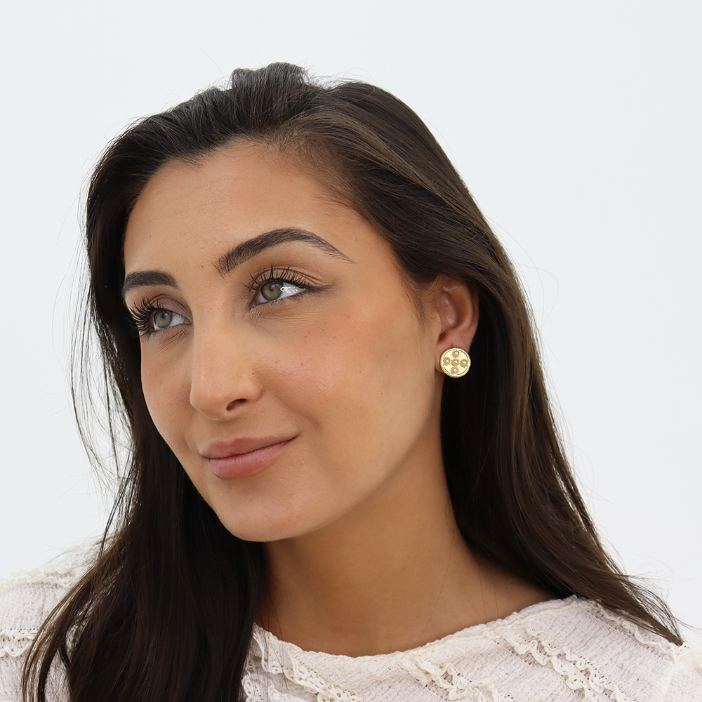 Pearly Coin Stud Earrings - Karine Sultan