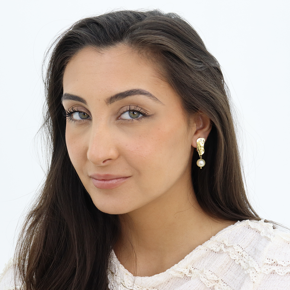 Cobblestone X Pearl Clip Earrings - Karine Sultan