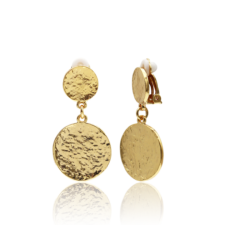 Hammered Coins Clip Earrings
