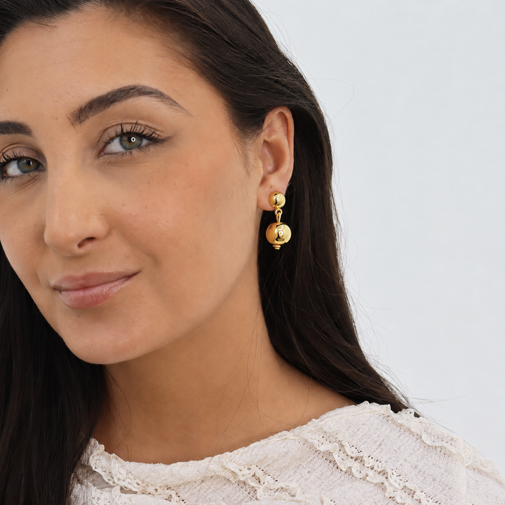 Golden Sphere Drop Earrings
