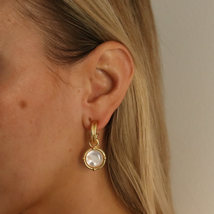 Cabochon Charm Hoop Earrings